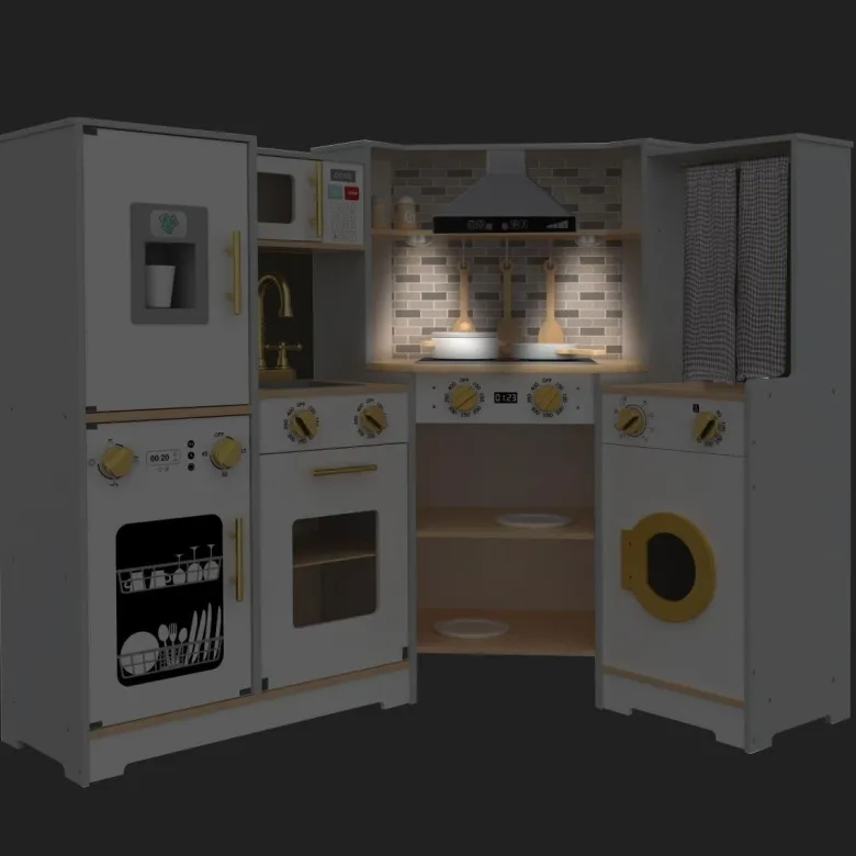 Cuisine en bois enfant, dinette, led