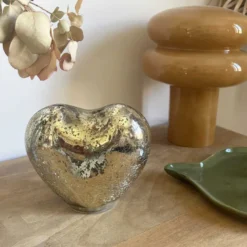 Déco cœur led doré vieilli à poser