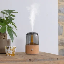 Diffuseur d'huiles essentielles en bois à éclairage doux et variable