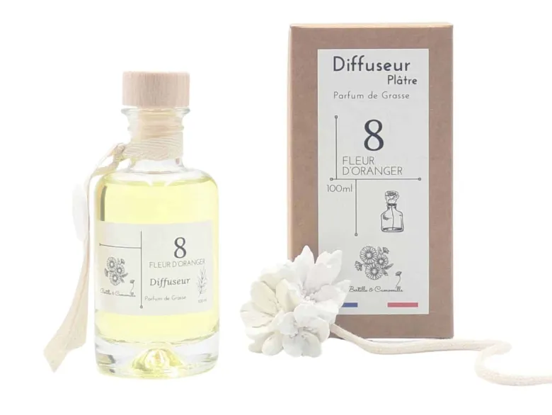 Diffuseur en plâtre 100ml fleur d'oranger