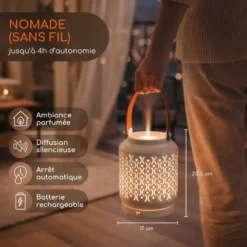 Diffuseur lanterne nomade sans fil madrid + 3 he 100% naturelles