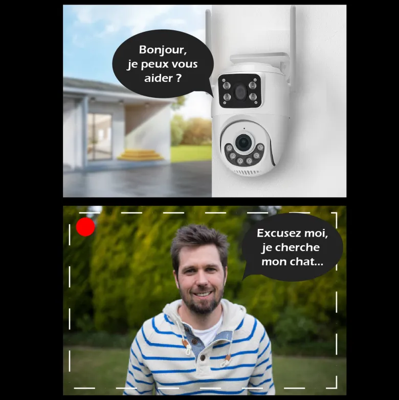 Double caméra ip – extérieure rotative pt motorisée 3mp+3mp wifi 2,4ghz