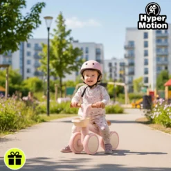 Draisienne enfant 4 roues hypermotion tobi mini rose avec panier 12-36 mois