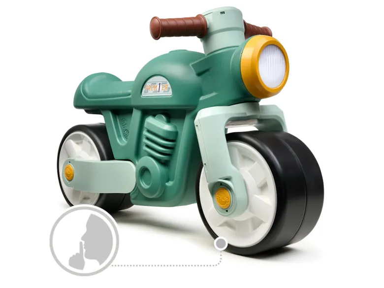 Draisienne vintage moto verte avec larges roues silencieuses 1 à 3 ans - falk