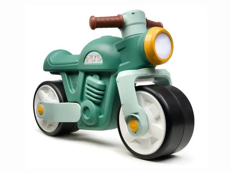 Draisienne vintage moto verte avec larges roues silencieuses 1 à 3 ans - falk