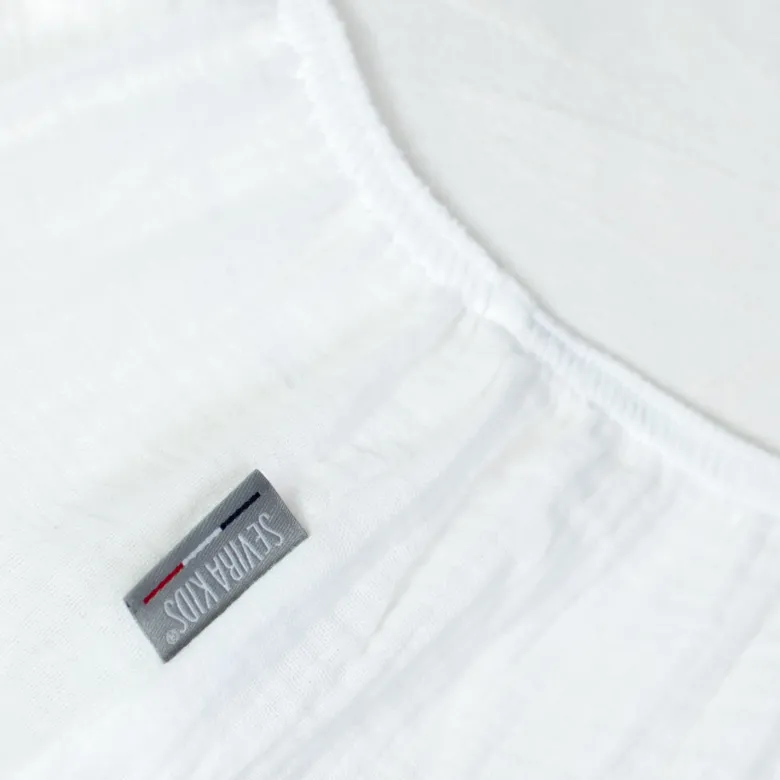 Drap housse gaze de coton uni blanc