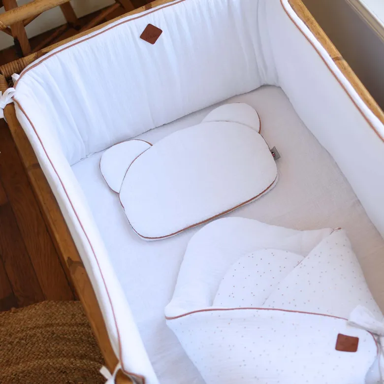 Drap housse gaze de coton uni blanc