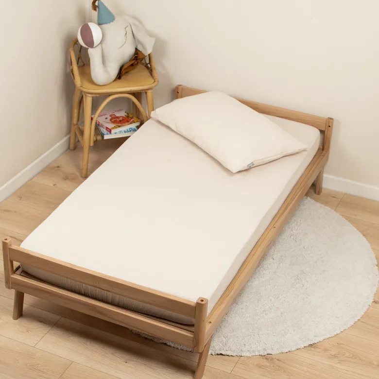 Drap housse gaze de coton uni beige