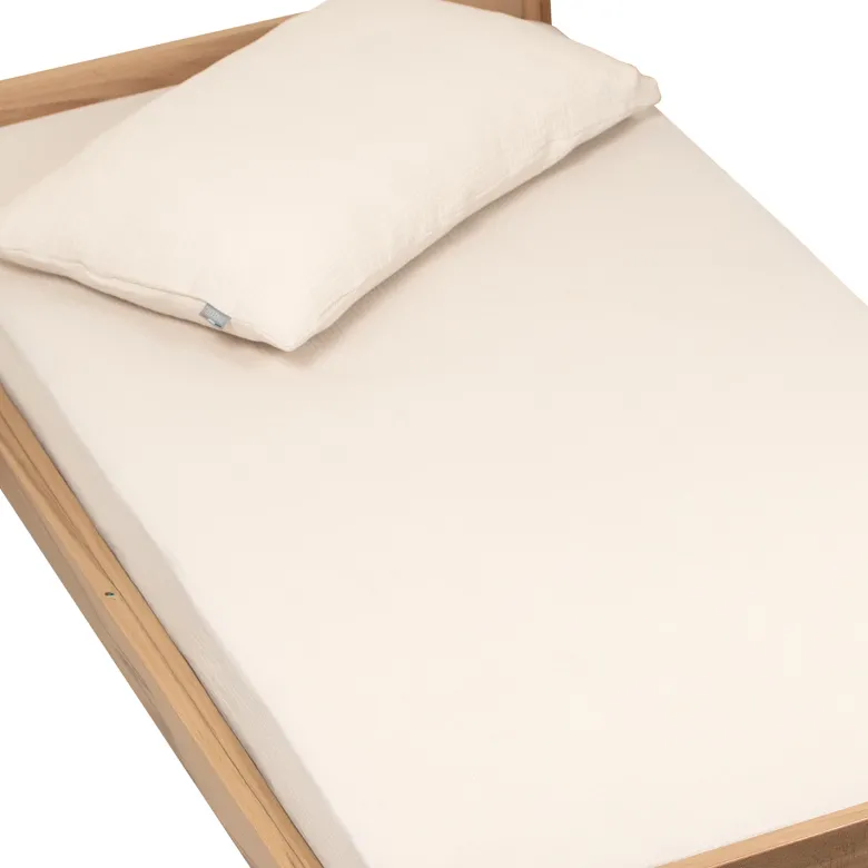 Drap housse gaze de coton uni beige