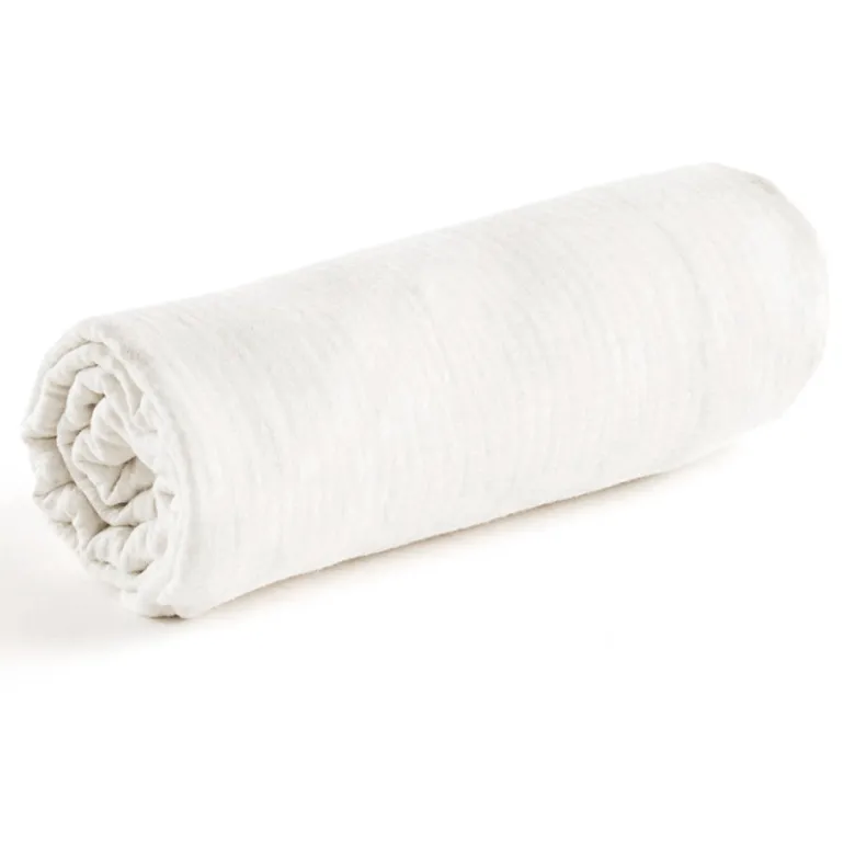 Drap housse gaze de coton uni écru