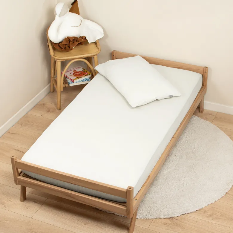 Drap housse gaze de coton uni écru