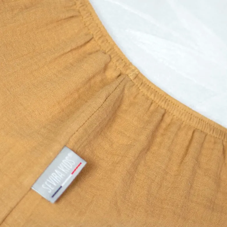 Drap housse gaze de coton uni camel