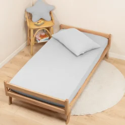 Drap housse gaze de coton uni gris