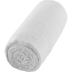 Drap housse gaze de coton uni gris