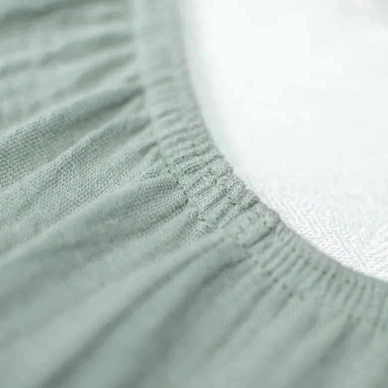 Drap housse gaze de coton uni vert