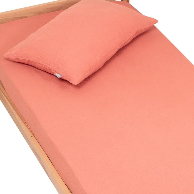 Drap housse gaze de coton uni - 60x120