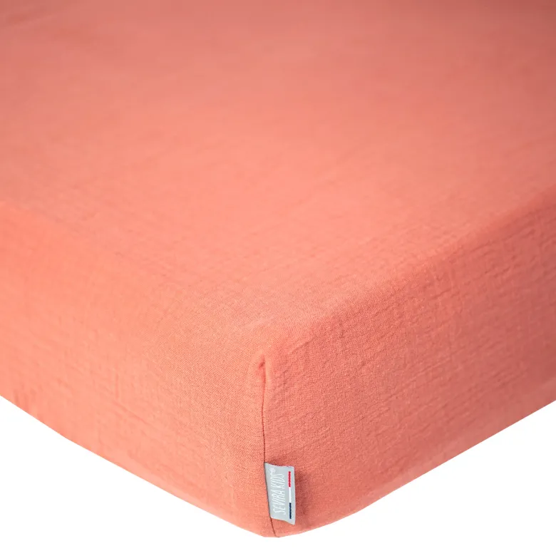 Drap housse gaze de coton uni - 60x120