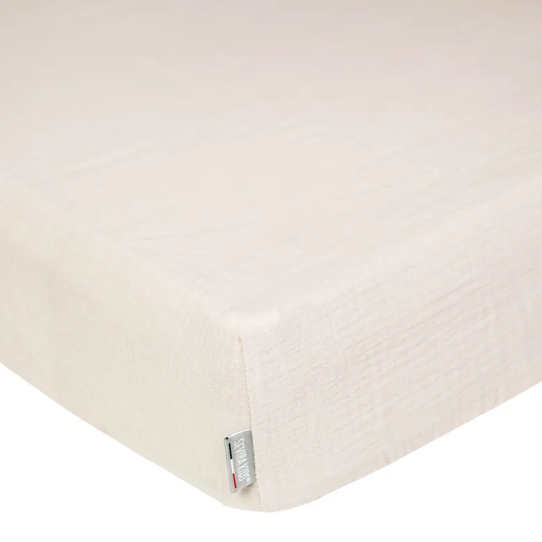 Drap housse gaze de coton uni - 60x120