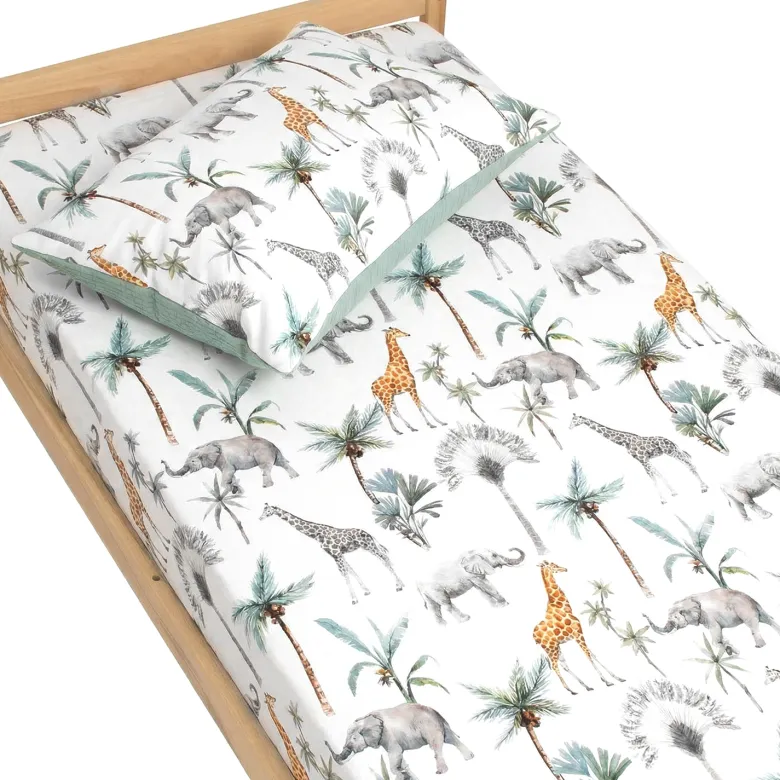 Drap-housse satin coton safari vert de
