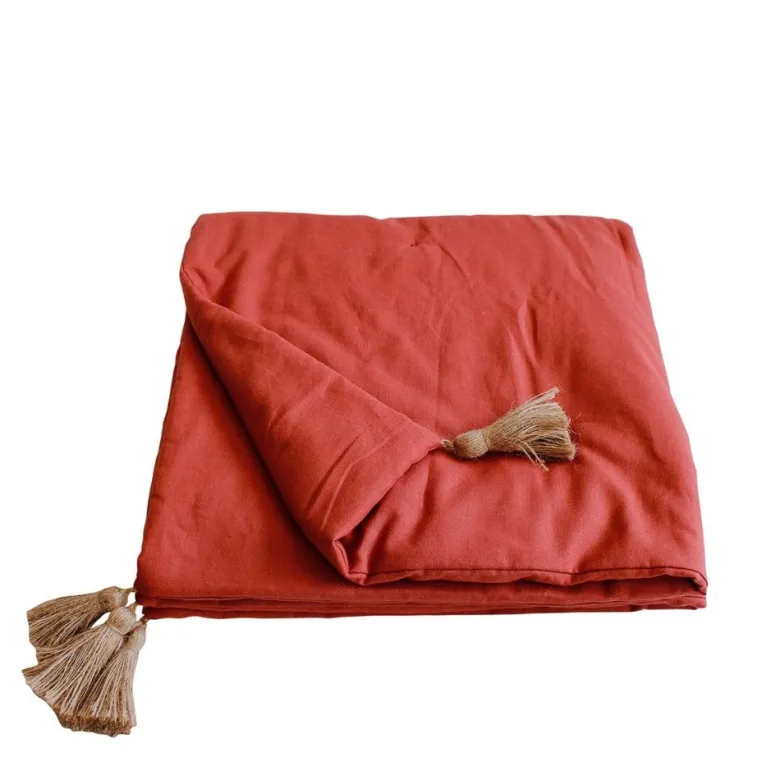 Édredon panama 90x190 cm pompons jute te