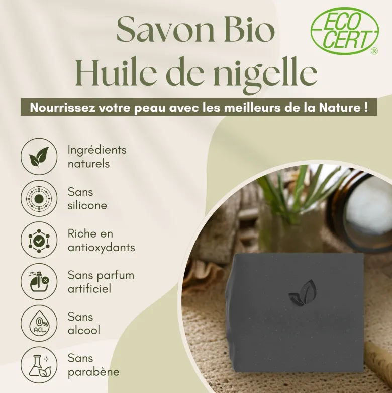 Duo savon bio nigelle purifiant + support magnétique fabriqué en france