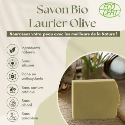 Duo savon bio olive & laurier + support magnétique fabriqué en france