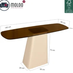 Dylon-console en verre fumé et métal ivoire