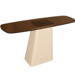 Dylon-console en verre fumé et métal ivoire