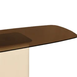 Dylon-console en verre fumé et métal ivoire