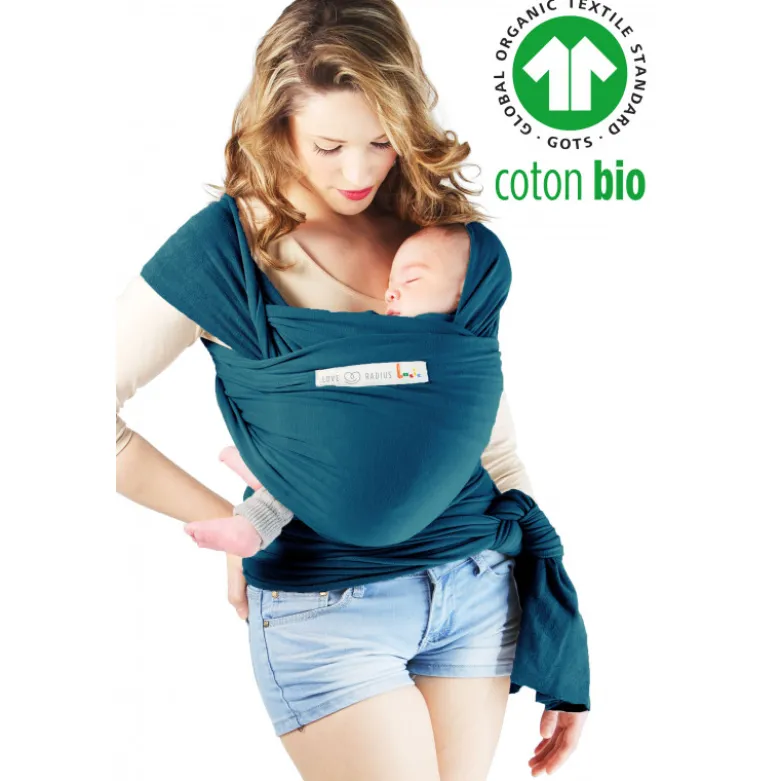 Echarpe portage basic bleu - coton bio