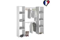 Elysee dressing blanc 6 étagères 2 penderies 180 x 40 x 180 cm
