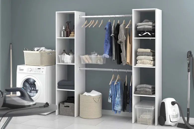 Elysee dressing blanc 6 étagères 2 penderies 180 x 40 x 180 cm