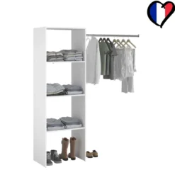 Elysee dressing blanc 3 étagères penderie 160 x 40 x 180 cm