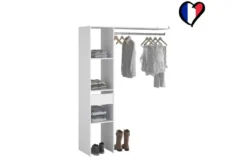 Elysee dressing blanc 3 étagères 1 tiroir penderie 138 x 40 x 180 cm