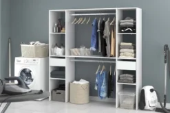 Elysee dressing blanc 6 étagères 2 tiroirs 2 penderies 180 x 40 x 180 cm