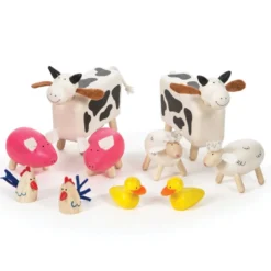 Ensemble d'animaux de ferme en bois