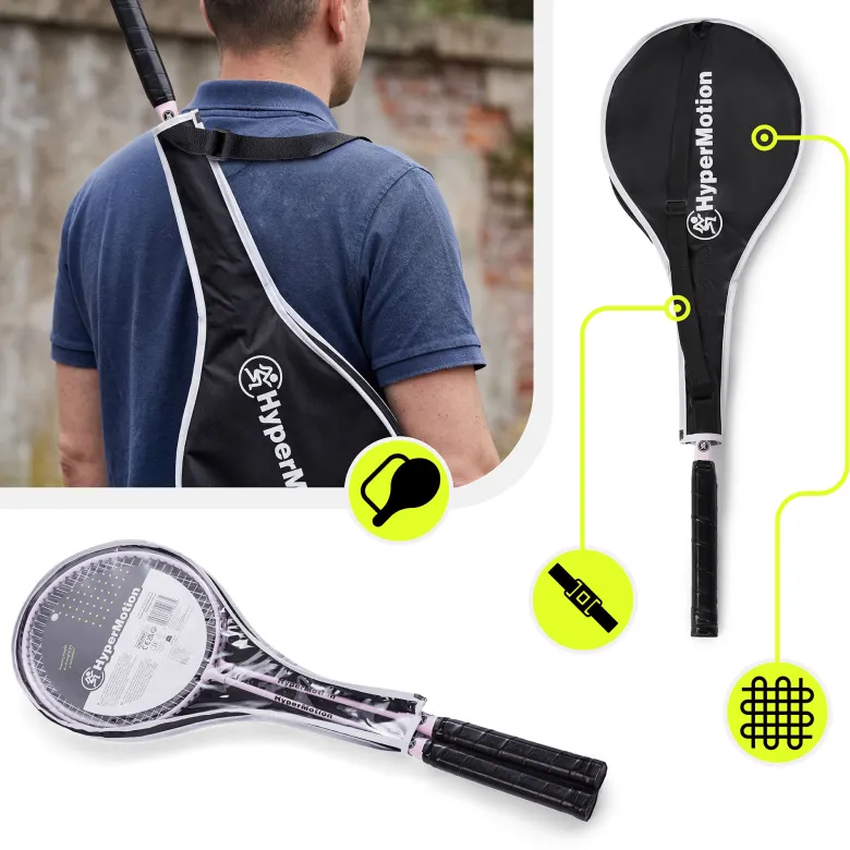 Ensemble de badminton hypermotion 2 raquettes acier avec housse rose