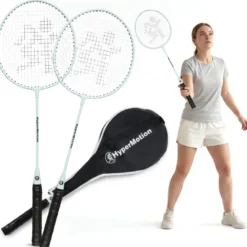 Ensemble de badminton hypermotion 2 raquettes acier avec housse sauge