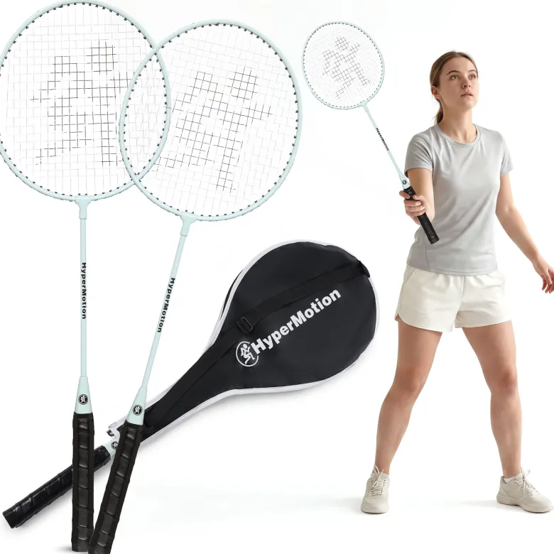 Ensemble de badminton hypermotion 2 raquettes acier avec housse sauge