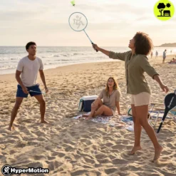 Ensemble de badminton hypermotion 2 raquettes acier avec housse sauge