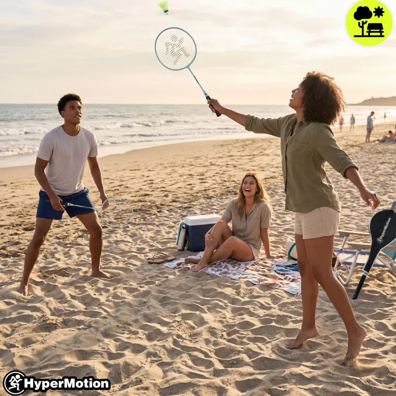 Ensemble de badminton hypermotion 2 raquettes acier avec housse sauge