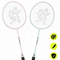 Ensemble de badminton hypermotion 2 raquettes acier avec housse sauge