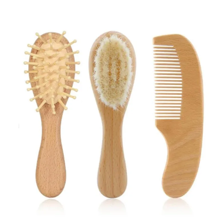 Ensemble de Brosses et Peigne en Bois Naturel pour Bébé - Bo Jungle : Douceur et Soin Quotidien des Cheveux