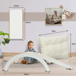 Ensemble 3-en-1 arche, coussin et toboggan enfant en contreplaqué