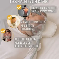 Ensemble oreiller ppc, cpap ergonomique réglable + taie rafraîchissante