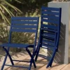 Ensemble repas de jardin carré 2 places en aluminium - bleu marine
