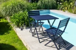Ensemble repas de jardin carré 2 places en aluminium - bleu marine