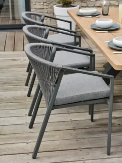 Ensemble repas de jardin 8 places - gris anthracite