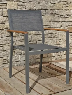 Ensemble repas de jardin 6 places alu et acacia - gris anthracite