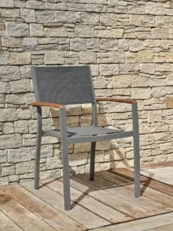 Ensemble repas de jardin 4 places aluminium - gris anthracite